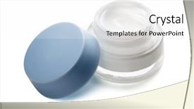  Presentation with face scrub cream - Audience pleasing slides consisting of jar of cosmetic face cream backdrop and a white colored foreground