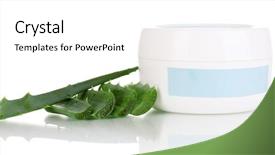  Presentation with aloe vera - Cool new slides with jar of cream with aloe vera isolated on white backdrop and a white colored foreground