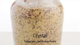 Presentation with storage food grain - Slides consisting of jar-of-dijon-grain-mustard background and a coral colored foreground