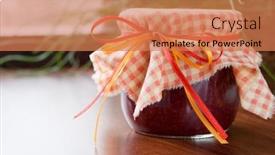  Presentation with jam - Audience pleasing theme consisting of jar of fresh homemade raspberry jam backdrop and a coral colored foreground