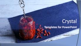  Presentation with goji - Slide set with jar-of-goji-berry-jam background and a ocean colored foreground