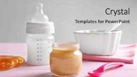  Presentation with baby food - PPT theme with jar of healthy baby food background and a light gray colored foreground