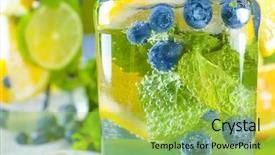  Presentation with mason jar - PPT theme consisting of jar of healthy infused water background and a yellow colored foreground