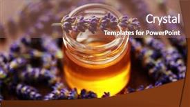  Presentation with lavender flowers - Amazing theme having jar of herbal honey backdrop and a violet colored foreground