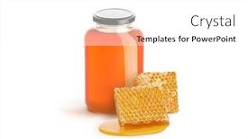  Presentation with honey - Presentation theme featuring jar-of-honey-and-pieces background and a white colored foreground