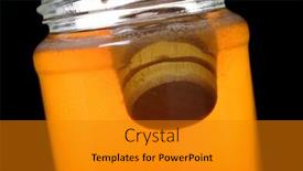  Presentation with honey - Amazing PPT theme having jar-of-honey-traditional-remedy backdrop and a gold colored foreground