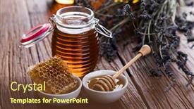  Presentation with honeycomb - PPT theme consisting of jar-of-honey-with-honeycomb background and a tawny brown colored foreground