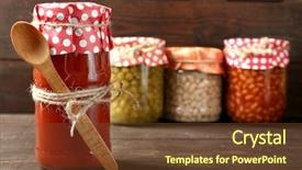  Presentation with hot sauce - PPT theme featuring jar of hot tomato sauce background and a tawny brown colored foreground