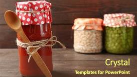  Presentation with hot sauce - Cool new slides with jar of hot tomato sauce backdrop and a tawny brown colored foreground