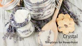  Presentation with lavender flowers - Amazing slide deck having jar of lavender sugar backdrop and a soft green colored foreground
