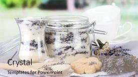  Presentation with lavender flowers - PPT layouts having jar of lavender sugar and fresh lavender flowers on bright background background and a lemonade colored foreground