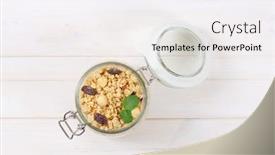  Presentation with hazelnuts - Audience pleasing PPT theme consisting of jar of morning granola with hazelnuts raisins and cranberries on white background backdrop and a white colored foreground