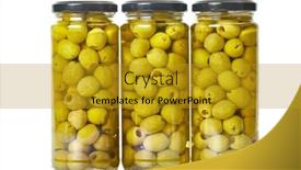  Presentation with jar food canning vegetable canned - Presentation enhanced with jar-of-ogreen-olives background and a gold colored foreground