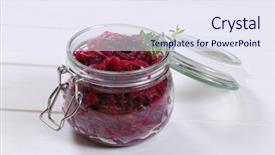  Presentation with red and white - PPT layouts having jar of pickled red cabbage background and a sky blue colored foreground