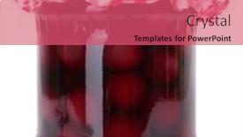  Presentation with preserved - Beautiful slide deck featuring jar of preserved cherries backdrop and a coral colored foreground