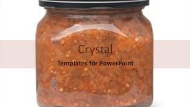  Presentation with preserved - Colorful slide deck enhanced with jar-of-preserved-vegetable-salad backdrop and a red colored foreground