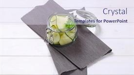  Presentation with grey strips - PPT theme featuring jar-of-raw-zucchini-strips background and a sky blue colored foreground
