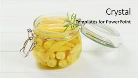  Presentation with sweet corn - Presentation design consisting of jar of sweet baby corn background and a  colored foreground