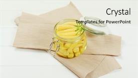  Presentation with sweet corn - Slides enhanced with jar of sweet baby corn background and a soft green colored foreground