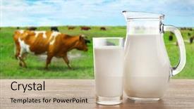  Presentation with cow milk - Audience pleasing slides consisting of jar on table with cow backdrop and a mint green colored foreground