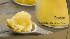  Presentation with clarified butter - Amazing slides having jar sand measuring tablespoon backdrop and a yellow colored foreground