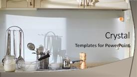  Presentation with cooking cartoon - PPT theme enhanced with jar standing on beige stone background and a  colored foreground