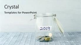  Presentation with glass chemistry lab equipment - Amazing slides having jar with 2019 label financial backdrop and a sky blue colored foreground