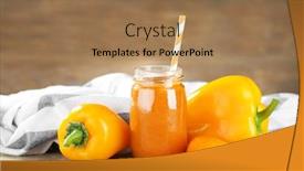  Presentation with smoothie - PPT theme having jar-with-bell-pepper-smoothie background and a coral colored foreground