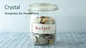  Presentation with financial budget - Colorful PPT layouts enhanced with jar with budget label financial backdrop and a sky blue colored foreground