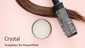  Presentation with hair brush - Slides featuring jar with clay for styling background and a lemonade colored foreground