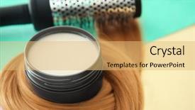  Presentation with hair brush - PPT theme with jar with clay for styling background and a yellow colored foreground