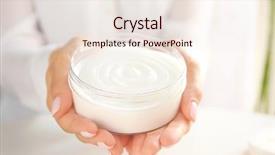  Presentation with cocoa - Audience pleasing PPT layouts consisting of jar with cocoa butter lotion backdrop and a sky blue colored foreground