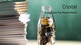  Presentation with saving - Presentation theme having jar with coin for eduction background and a seafoam green colored foreground