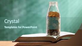  Presentation with saving - Colorful slide set enhanced with jar with coin for eduction backdrop and a ocean colored foreground
