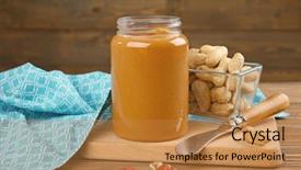  Presentation with peanut butter - Beautiful presentation theme featuring jar with creamy peanut butter backdrop and a gold colored foreground
