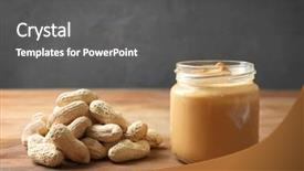  Presentation with peanut butter - Colorful slide deck enhanced with oily food - jar with creamy peanut butter backdrop and a dark gray colored foreground