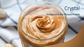  Presentation with peanut butter - Amazing slide deck having jar with creamy peanut butter backdrop and a sky blue colored foreground