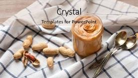  Presentation with peanut butter healthy spread - Beautiful PPT layouts featuring jar with creamy peanut butter backdrop and a coral colored foreground
