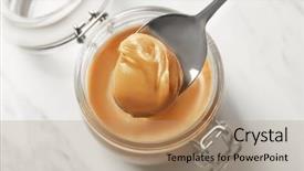  Presentation with peanut butter - Beautiful slide deck featuring jar with creamy peanut butter backdrop and a coral colored foreground