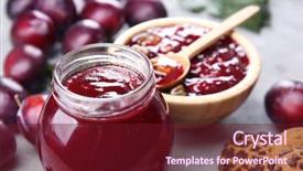  Presentation with jam - Theme having jar with delicious plum jam background and a tawny brown colored foreground