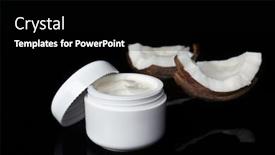  Presentation with coconut oil - Presentation theme with jar-with-fresh-coconut-oil background and a black colored foreground