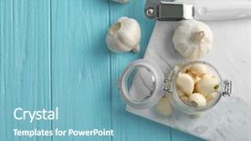  Presentation with garlic - Theme with jar with garlic cloves background and a teal colored foreground