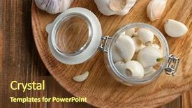  Presentation with clove - Colorful PPT layouts enhanced with jar with garlic cloves backdrop and a tawny brown colored foreground