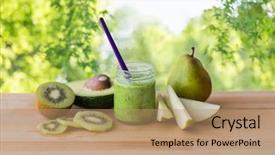  Presentation with baby food jar - Slides featuring jar with green fruit puree background and a coral colored foreground