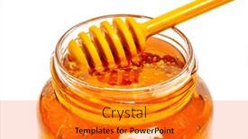  Presentation with fluid gold honey dripping - Slide set with jar-with-honey-on-white background and a gold colored foreground