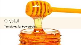  Presentation with honey - PPT theme consisting of jar-with-honey-on-white background and a blonde colored foreground