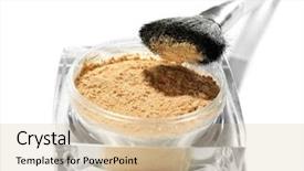  Presentation with makeup brushes and make up - Cool new theme with jar with loose cosmetic powder backdrop and a lemonade colored foreground