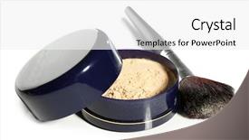  Presentation with cosmetics brush and explosion makeup - Audience pleasing slide set consisting of jar with loose cosmetic powder backdrop and a white colored foreground