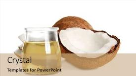  Presentation with nut - Beautiful theme featuring jar with melted coconut oil backdrop and a coral colored foreground