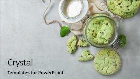  Presentation with chocolate chip cookies - Theme consisting of jar with mint chocolate chip background and a  colored foreground